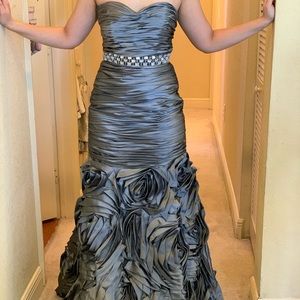 Silver evening gown